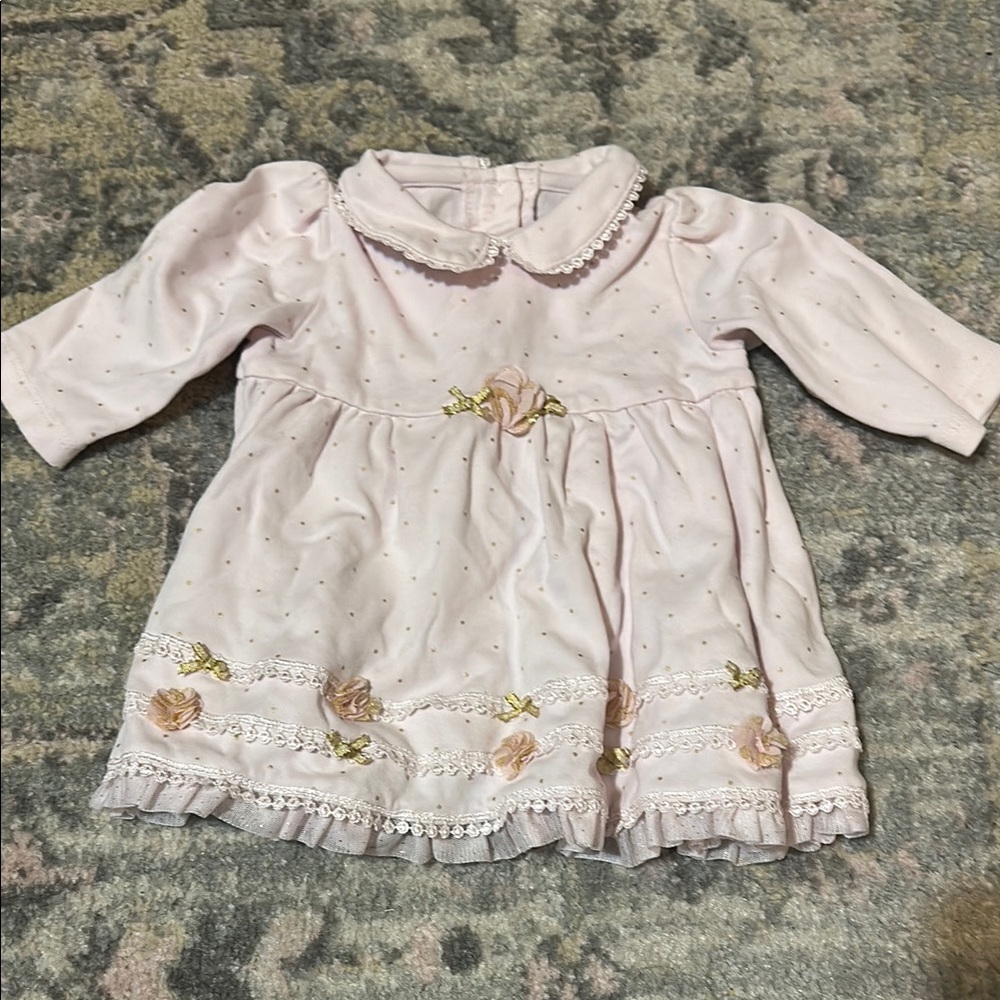 Baby Pink Dress with Floral Accents